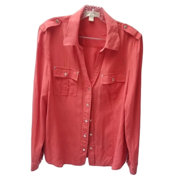 MICHAEL Michael Kors Tops - Michael Kors Silk Button Up Long Sleeve Shirt 14